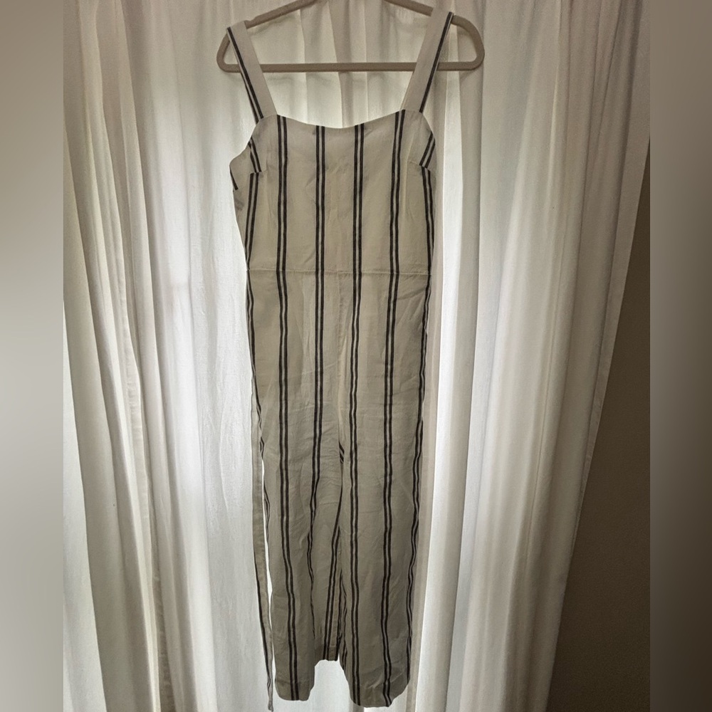 Striped romper- white and gray